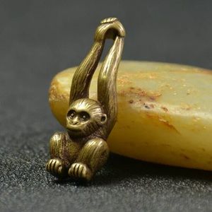 Antique Chinese brass gibbon monkey Pendant